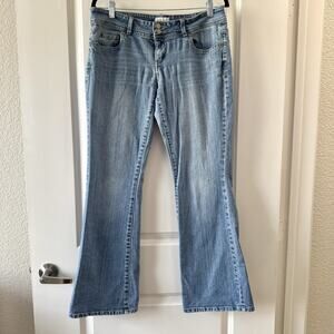 Aeropostale Jeans Hailey Flare Size 11/12 Reg Blue Low Rise Stretch Y2K 2000’s